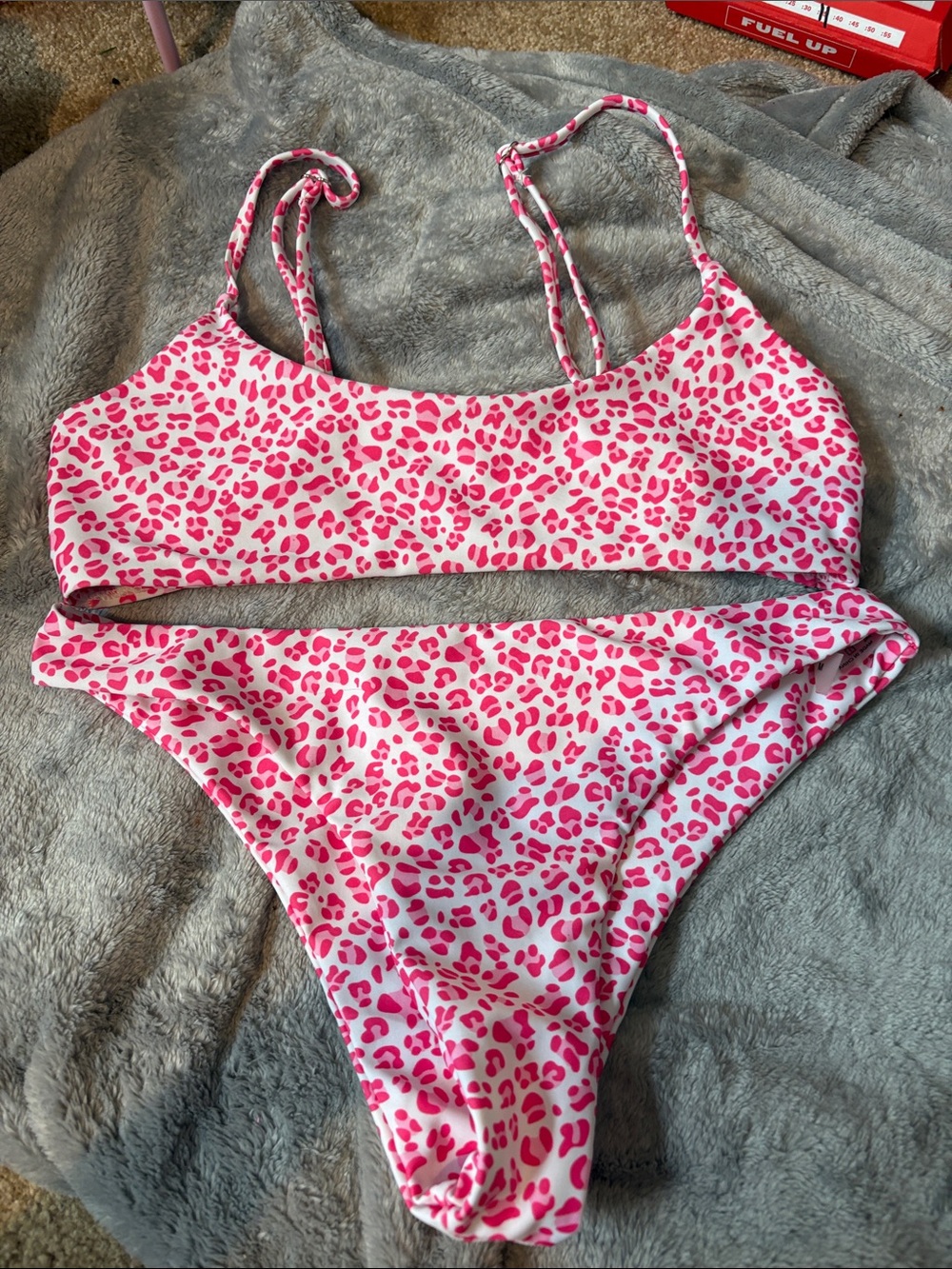 SHEIN White & Hot Pink Leopard Print Bikini Bottom